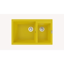 Polex Cristalüx Granit Evye P-1.75 Sarı 1.5 Gözlü Tezgah Altı Ve Tezgah Üstü Mutfak Evyesi 81x50.5 CM