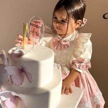 H L Y Karol Tasarım Pudra Pembe Vintage Kız Bebek Elbisesi,fotoğraf Çekim Elbisesi,0-12 Yaşa Uygun Pembe