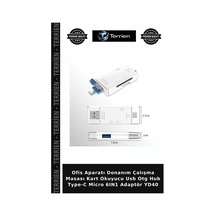 Ofis Aparatı Donanım Çalışma Masası Kart Okuyucu Usb Otg Hub Type-c Micro 6ın1 Adaptör Yd40
