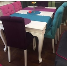 Bengimobilya Masa-Sandalye Takımı Model Kayın Lükens Kapitone Avangart Parlak