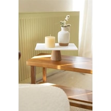 Akayev Mermer Beyaz 30x20 Cm Ahşap Konik Ayaklı Sunumluk Çok Renkli