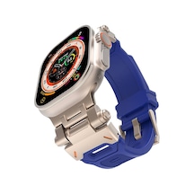 Watch Ultra 49mm Sbt- Krd-108 Metal Başlıklı Silikon Kordon-starlight-mavi