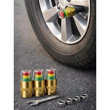 Beylini 4'lü Lastik Basınç Ölçerli Sibop Bisiklet Araba Motosiklet Tekerlek Hava Ölçer 2.4 Bar 35 Psı Set Çok Renkli