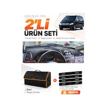 Mercedes Viano W639 2003-2014 Uyumlu Torpido Örtüsü + Deri Çanta + Sticker - Siyah Kahverengi