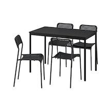 Siyah Yemek Masası Takımı, 4 Sandalyeli, Modern Mutfak Masası Seti Çok Renkli