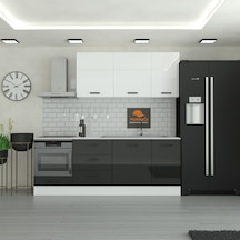 225 Cm Mutfak Dolabı Mdf Kapak Tezgah Dahil Yrkn225 99 Siyah