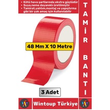 Ultra Güçlü Su Neme Dayanıklı Çok Amaçlı Montaj Onarım İzolasyon Tamir Bantı Kırmızı 48 Mmx10mt 3 Ad
