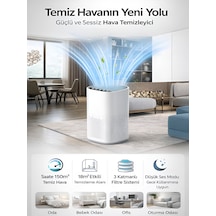 150 M³ Hacim Akıllı Hava Temizleyici 3 Katmanlı Hepa Hava Filtreli Temizleme Makinesi - Sessiz Beyaz