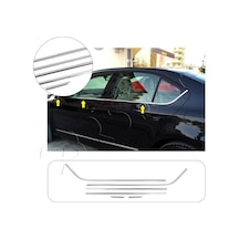 Skoda Octavia A7 Uyumlu 2013 Ve Üzeri Krom Cam Çıtası 6 Parça Paslanmaz Çelik