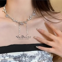 Aurelya Choker Kolye Sevgililer Günü , Annenize Verilecek En Güzel Hediyesi Gri