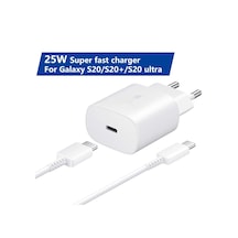 Samsung Uyumlu TA800 25 W Type-C Hızlı Şarj Aleti Kablo Set Beyaz