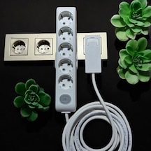 4 Metre 5 Li Grup Priz Açma Kapama Düğmeli Ultra İnce Fiş Çocuk Korumalı Dar Alan Uyumlu Uzatma Kablosu 4 M