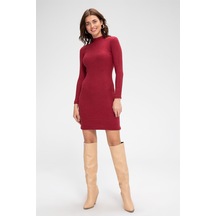 Modi Green Kadın Fit Duruş Bordo Kaşkorse Balıkçı Yaka Uzun Kollu Bodycon Mi