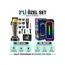 V-015 Saç Sakal Tıraş Makinesi 9000 Rpm & Ms-3627 Hoparlör Hediyeli