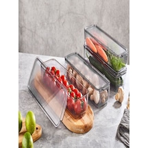 Mina Organizer Plastik Raf, Şeffaf Füme Kapaklı 4 X 750 Ml Şeffaf