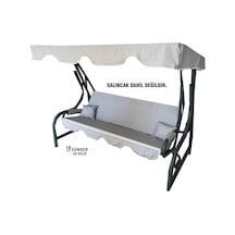 3 Kişilik Salıncak Minder Seti Süngerli Kılıfı Gri Bahçe Minderi (547461988)