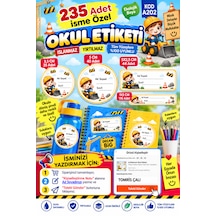 Renkli İnşaat Temalı Okul Etiketi Kalem Defter 235 Adet Özel İsim Yazılabilen Sticker Çok Renkli