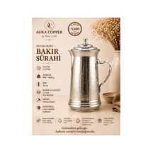 Dövme Desenli Bakır Sürahi 2 L Kapaklı Gümüş Renk 1,2 Mm Gaziantep El İşçiliği - Bakır Bileklik Hediyedir