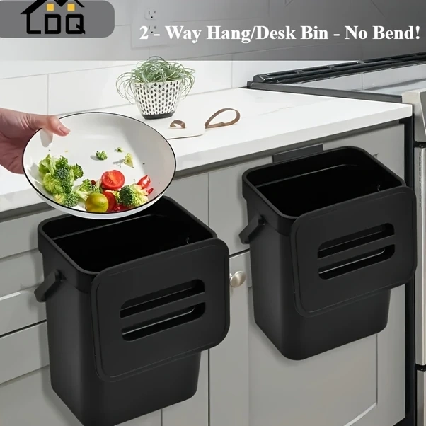 Cordial Green Ldq Duvar Tipi Çöp Kutusu: Büyük Kapasiteli, Kokuya Dayanıklı, Elleri Serbest Kullanım, Modern Siyah, Mutfak İçin Uygun, Kolay Temizlenir. Yeşil
