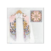 Deserto Fashion Gala Serisi Saten Polyemid Eşarp - Özel Günler İçin Göz Alıcı Parlaklık 90x90-1827 Çok Renkli