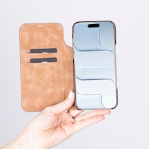Apple İphone 17 Air İçin, Hakiki Deri, El Yapımı, Cüzdanlı Slim Kılıf, Mag Safe İle Uyumlu, İç Yüzeyi Kadife, Siyah Diğer