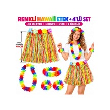 Renkli Hawaii Etek 40 Cm Ve 4 Lü Hawaii Seti