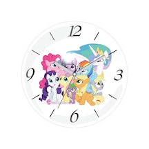 My Little Pony Free Sessiz Akar Bombeli Gerçek Cam Duvar Saati Çok Renkli