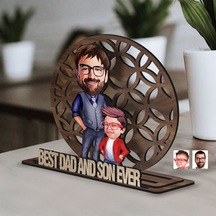 Bk Gift Kişiye Özel 3 Katmanlı Baba-oğul Karikatürlü Ahşap Biblo-3, Babaya Hediye, Babalar Günü Hediyeleri Kobitmeyen138178 Bk Gift