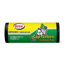Orta Boy Çöp Torbası 55 X 60 Cm 20 Li Rulo X 5 Paket 100 Adet Siyah