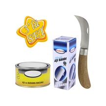 Aşı Bıçağı Eğri Uçlu Bağ Bıçağı Çakısı + Aşı Bandı + Aşı Macunu 3'lü Set
