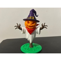 Balkabağı Korkuluk Figürü - 3d Yazıcı Tasarım Cadılar Bayramı Biblosu - Şapkalı Ve Atkılı Pumpkin