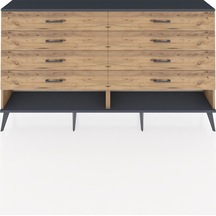Arges Konsol 8 Çekmeceli 176x30x99 Çam-antrasit/çam Çam-antrasit/çam