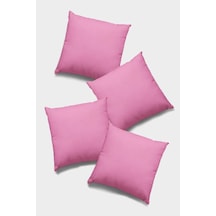 Pembe Tek Renk 4'lü Set Çift Taraflı Kırlent Kılıfı 4krl014n11