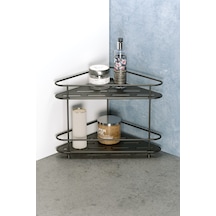 Teknotel 2 Katlı Köşe Banyo Mutfak Düzenleyici Kozmetik Standı Mat Siyah Eg224 Siyah