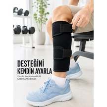 Trendexa Mey İthalat Sporcu Baldırlığı Ayarlanabilir Bantlı Baldır Destek Aparatı Siyah