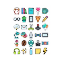 30 Adet Renkli Pop Art Kırtasiye Sticker Seti - Laptop Defter Telefon Ajanda İçin Çok Renkli