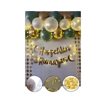 Hoşgeldin Ramazan 11 Ayın Sultanı Gold Yazılı Ledli Zincir Balon Seti