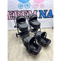 Bebemnas İkiz Yanyana Ayrılıp Birleşen Travel Bebek Arabası + 2 Adet Puset Dahil Tam Set