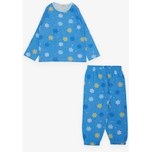 Breeze Kız Çocuk Pijama Takımı Kartanesi Desenli 1-3 Yaş, Mavi-mavi Mavi