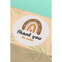 Kalpli Gökkuşağı Thank You For Order Sticker 3x3cm St2243 Çok Renkli