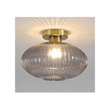 Mylights Modern Füme Cam Tavan Aydınlatma E27 Duylu Gold Gövde Avize Siyah