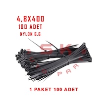 Skauto Kablo Bağı Plastik Cırt Kelepçe 4.8X380 MM Siyah 100 Adet