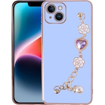 Apple Uyumlu iPhone 15 Klfs El Tutamaçlı Kamera Korumalı Klfs Taka Silikon Kılıf-mor Mor