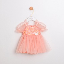 Berry Pul Payetli Kız Bebek Romper Somon