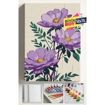 Sayılarla Boyama Seti Numaralı Tuval Fırça Boya Dahil Kasnaklı Set 50x70 Cm - Mor Şakayık