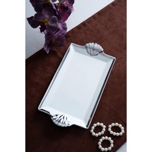 Acar Arven Dikdörtgen Silver Sunum Tepsi - 33 Cm Beyaz