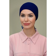 Hürrem Bone Lacivert Pratik Hazır Geçmeli Tesettür Bone Petekli Güllü 1201_02 Lacivert