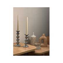 Gümüş Rengi 2'li Marbles Şamdan & Mumluk Seti Gümüş - 807845050 Gümüş