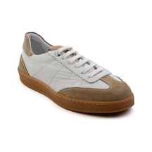 Bambi Bej Hakiki Deri Erkek Sneaker E01087114702 Bej