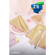 2 Li %100 Pamuk Kumaş Peçete Krem 50x50 Cm Mutfak Bezi Sofra Sunum Servis Peçetesi Krem